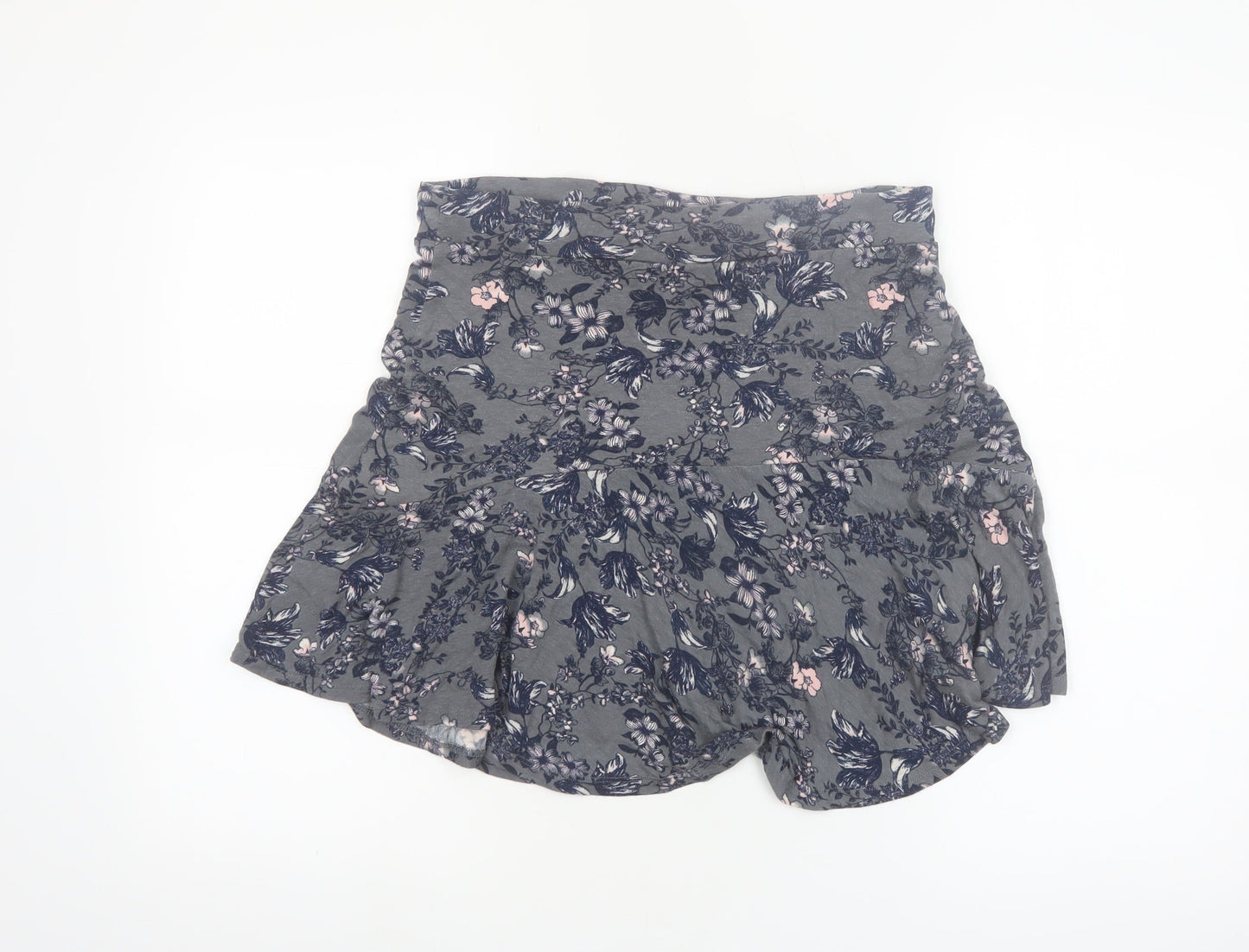 Next Women’s Grey Floral Flare Skirt Size 12 Viscose Stretch