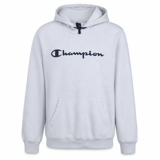 Champion Men's Light Grey Pullover Hoodie Medium Cotton Blend