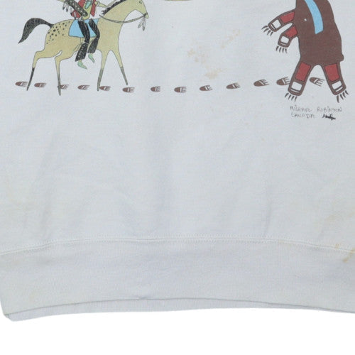 Fruit of the Loom Womens White Native Graphic Pullover Sweatshirt L