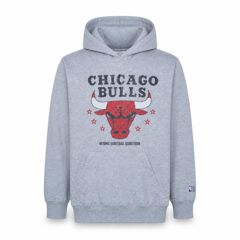 NBA Men’s Grey Chicago Bulls Pullover Hoodie Size S Graphic Cotton