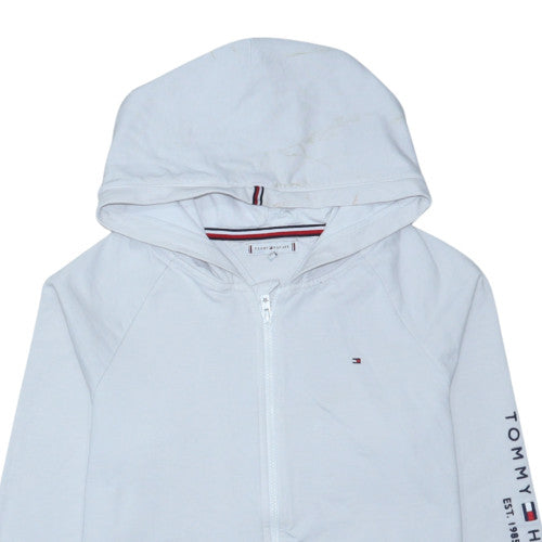 Tommy Hilfiger Boys White Full Zip Hoodie Size 176 Cotton Blend