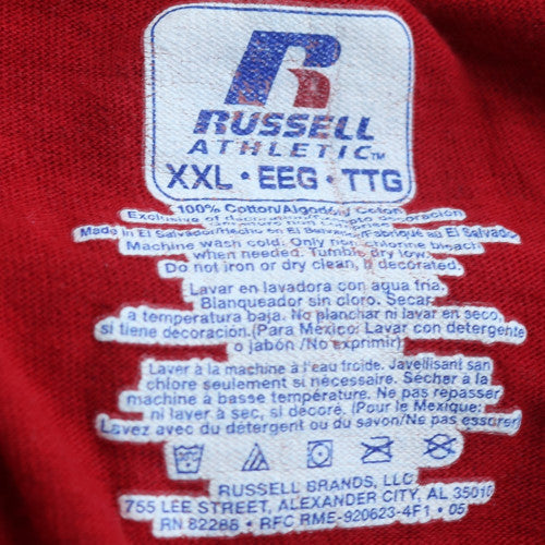 Russell Athletic Mens Red Temple Basketball 2XL Sports T-Shirt