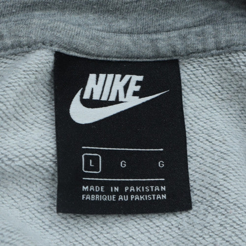 Nike Women Grey Pullover Hoodie Large Cotton Blend Sportswear