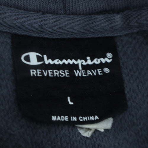 Champion Mens Grey Pullover Hoodie L Reverse Weave Embroidered Logo
