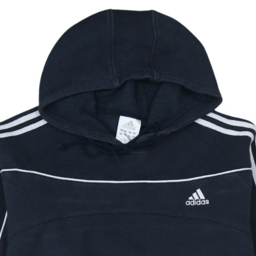 Adidas Men's Black XL Pullover Hoodie with Logo Stripes