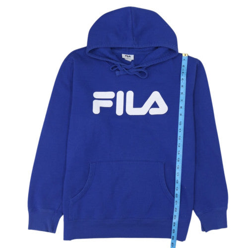 FILA Men's Blue XL Pullover Hoodie with Logo and Kangaroo Pocket