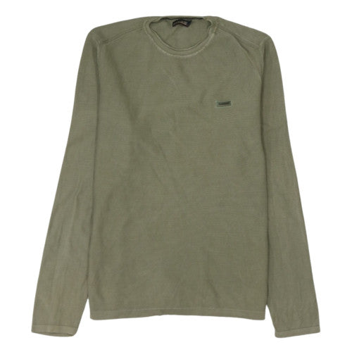 Napapijri Men's Green Cotton Waffle-Knit Pullover Jumper L