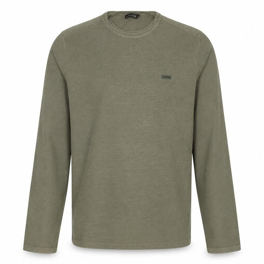Napapijri Men's Green Cotton Waffle-Knit Pullover Jumper L