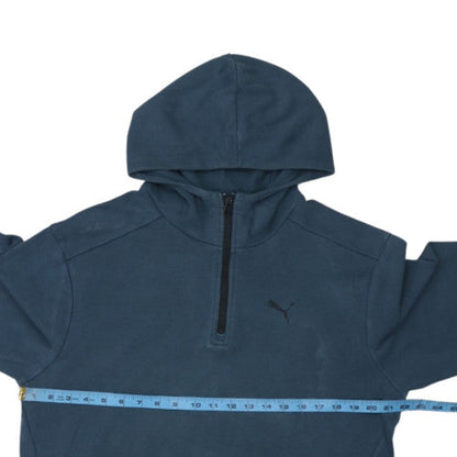 Back view of Puma Men's Blue 1/2 Zip Hoodie Regular Fit, size M