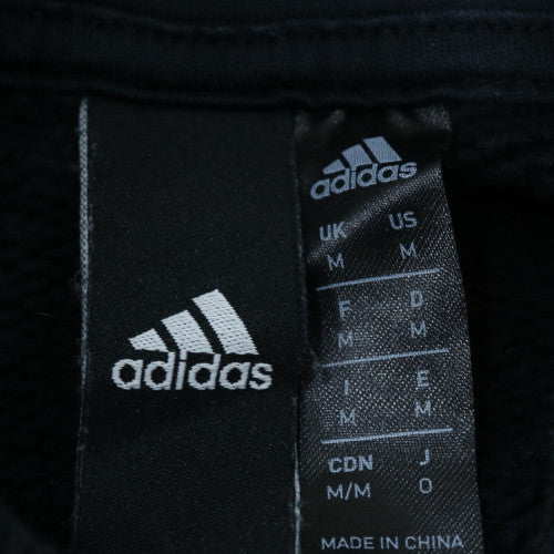 Adidas Women's Black Full Zip Hoodie Medium Gold Logo Cotton Blend