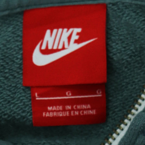 Nike Men's Green Full Zip Hoodie L Sports Graphic Cotton