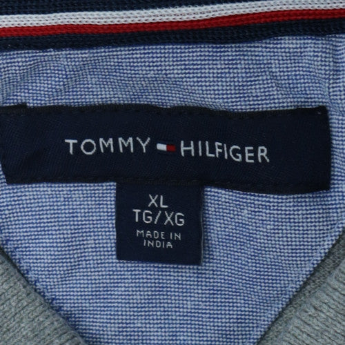 Tommy Hilfiger Men's Grey Cotton Short Sleeve Polo Shirt XL Classic Fit