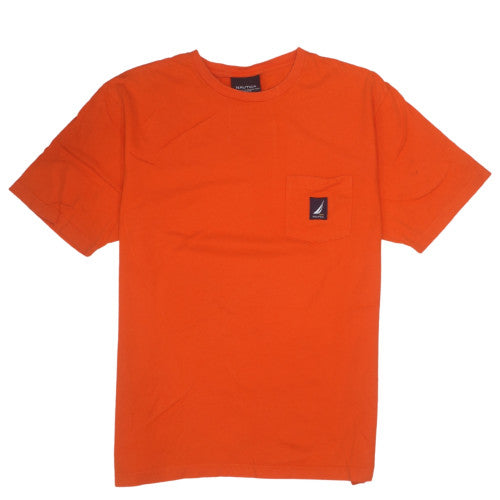 Nautica Men's Orange XL Crew Neck Cotton Nautical Logo T-Shirt