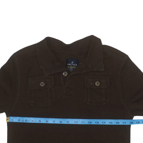 Nautica Boys Brown Cotton Blend Henley Jumper XL 18/20 Long Sleeve