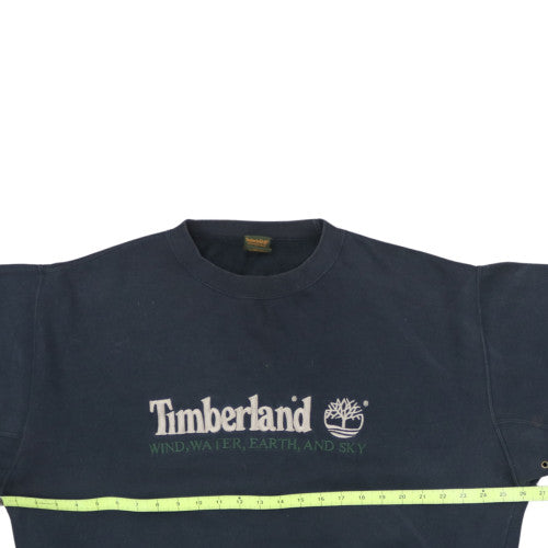 Timberland Womens Navy Blue XL Pullover Sweatshirt Logo Cotton Blend
