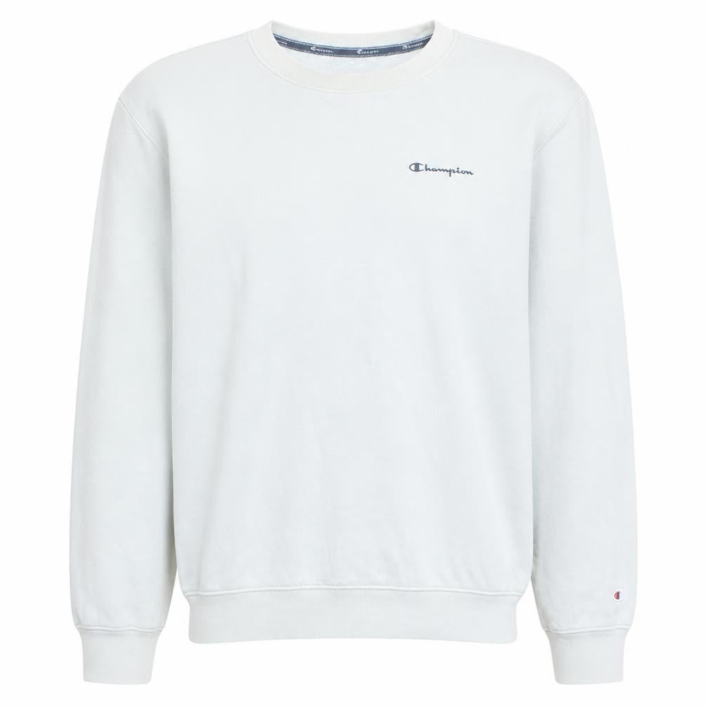 Champion Men's White Medium Pullover Sweatshirt Fleece Logo Crew Neck