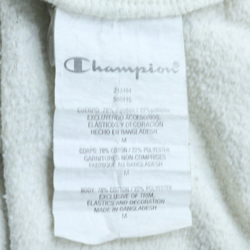 Champion Men's White Medium Pullover Sweatshirt Fleece Logo Crew Neck