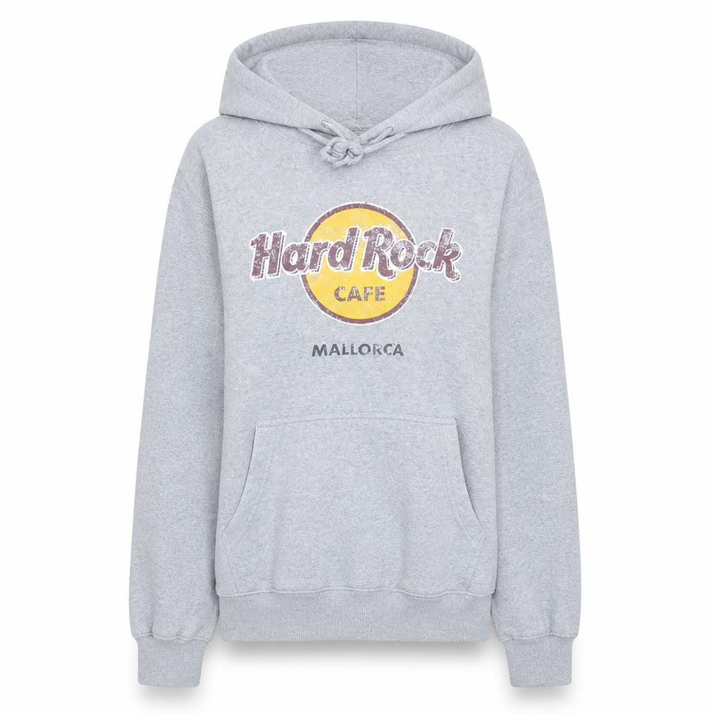 Hard Rock Cafe Womens Grey Pullover Hoodie Size M Mallorca Print