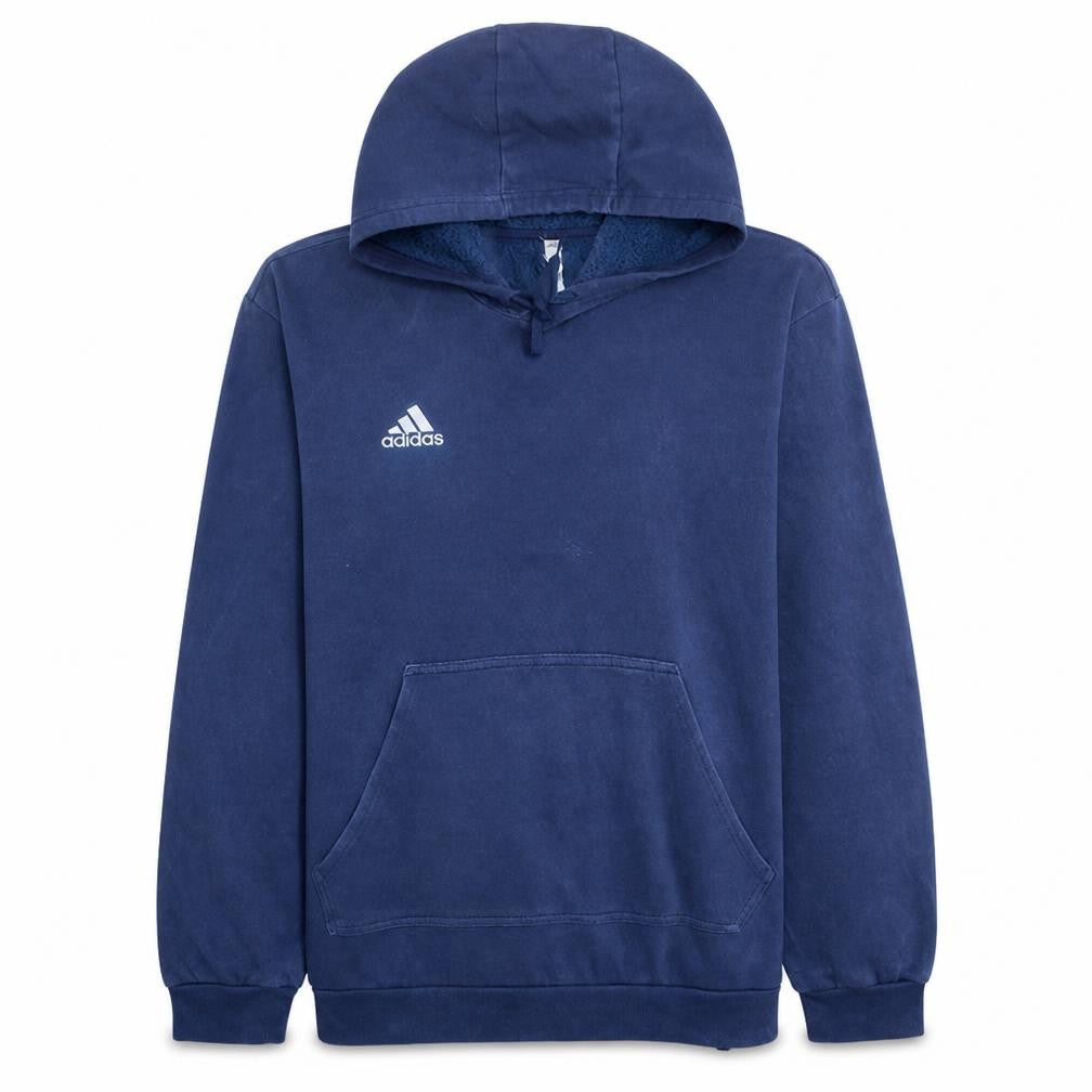 Adidas Men Blue XL Pullover Hoodie Fleece Sports Lined Sweatshirt