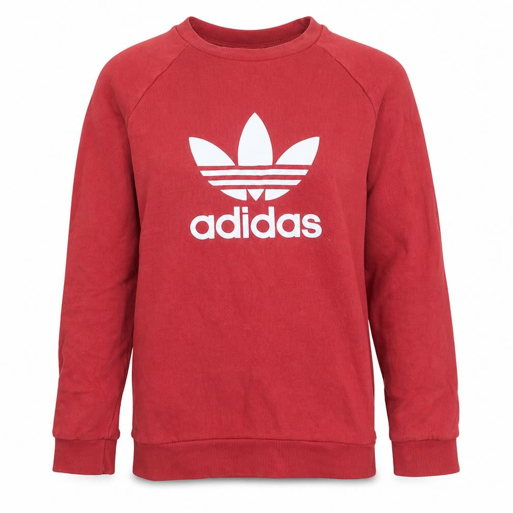 adidas Men's Red Crew Neck Logo Pullover Sweatshirt Size S