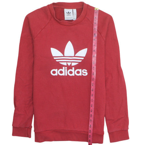 adidas Men's Red Crew Neck Logo Pullover Sweatshirt Size S