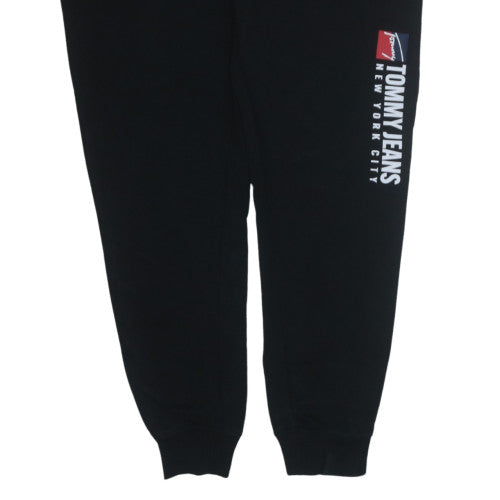 Tommy Jeans Men's Black Sweatpants L Logo Cuffed Tapered Fit
