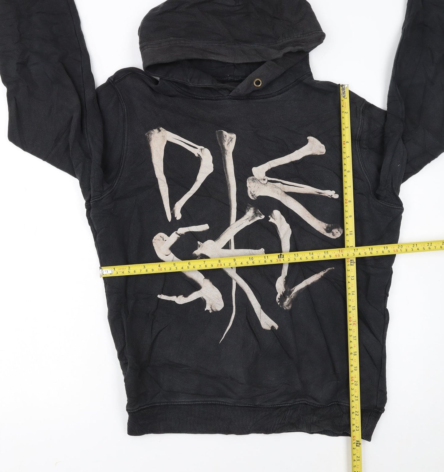 Diesel Men's Black Pullover Hoodie Small Skull Graphic Cotton