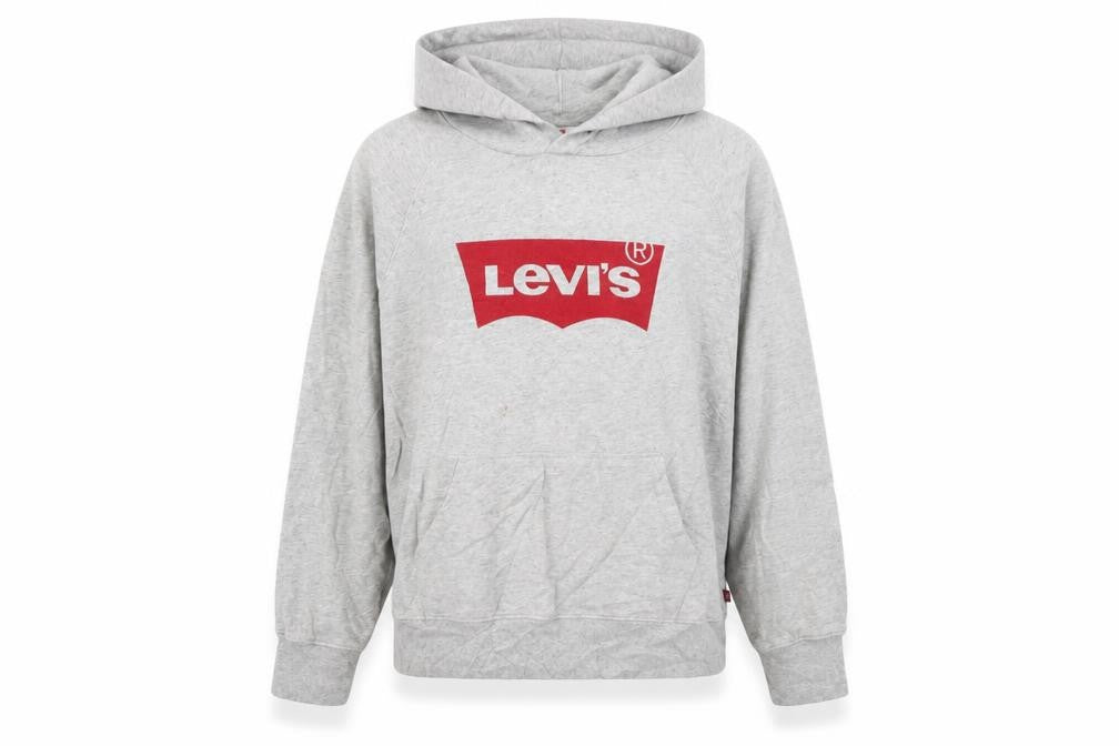 Levi's Womens Grey Pullover Hoodie XL Logo Print Cotton Blend