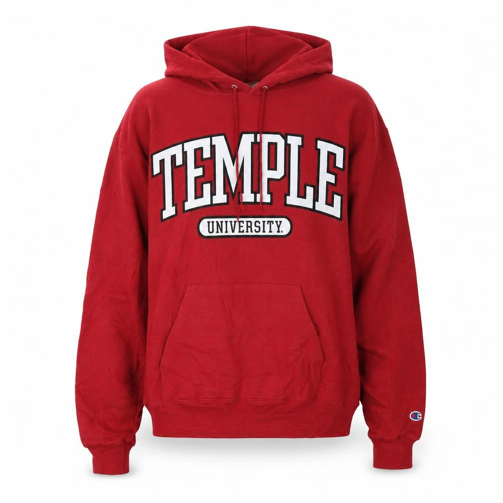 Champion Womens Red Temple University Pullover Hoodie Size M