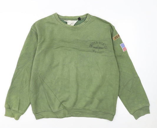 Topshop Women’s Green Air Force Graphic Pullover Sweatshirt Size M