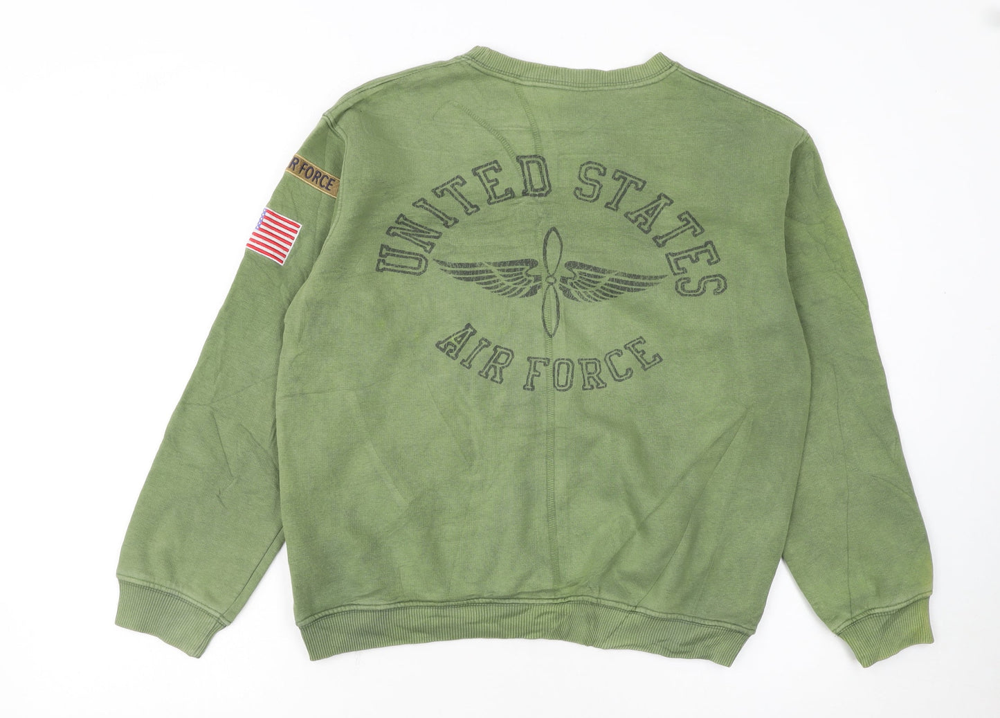 Topshop Women’s Green Air Force Graphic Pullover Sweatshirt Size M