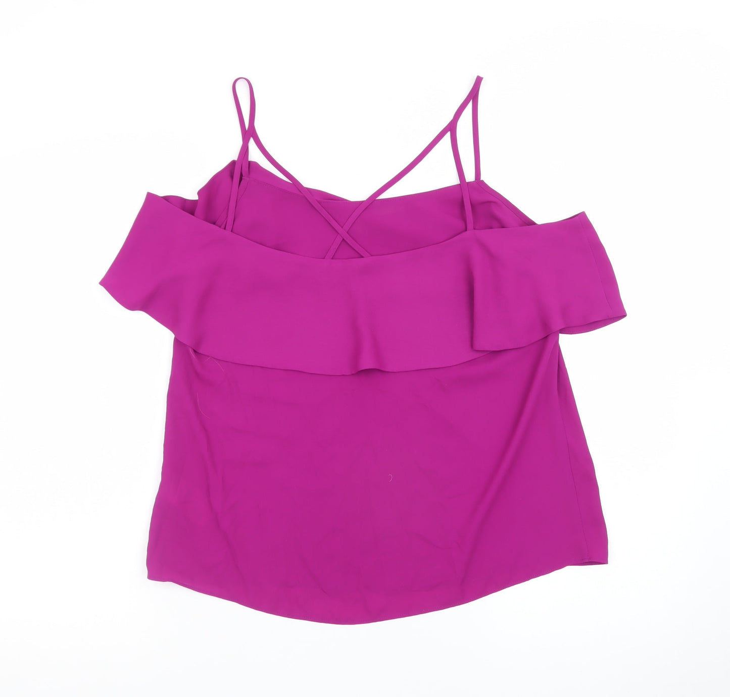 Oasis Women Purple Off Shoulder Ruffle Camisole Blouse Size 12