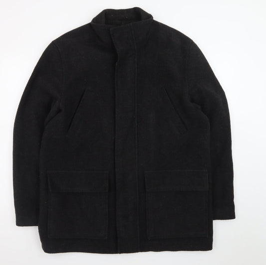 Butler & Webb Men's Black Wool Overcoat Medium 38in Regular Fit