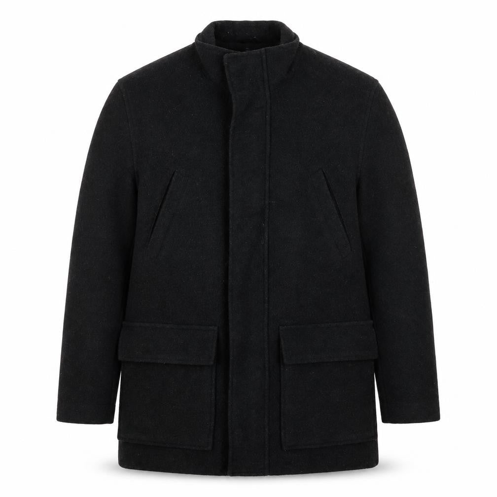 Butler & Webb Men's Black Wool Overcoat Medium 38in Regular Fit