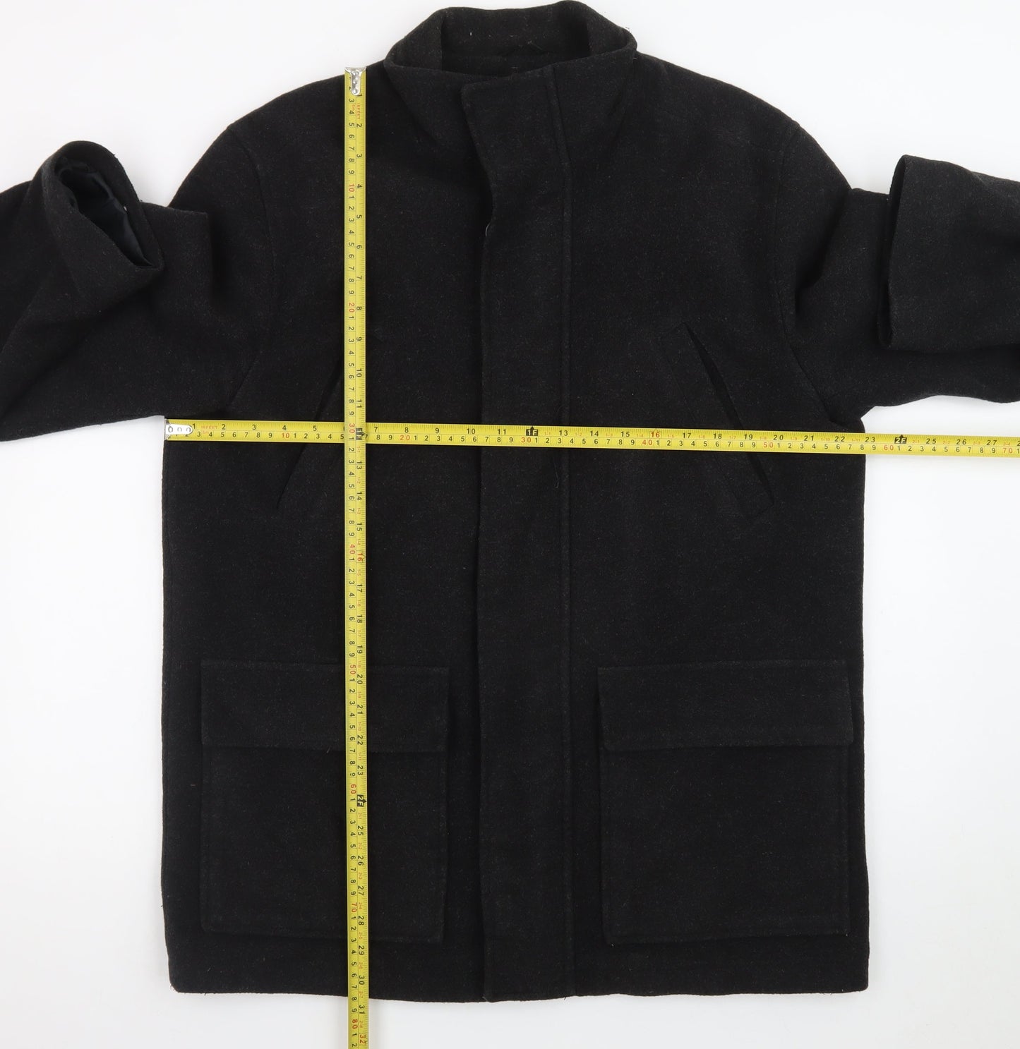 Butler & Webb Men's Black Wool Overcoat Medium 38in Regular Fit