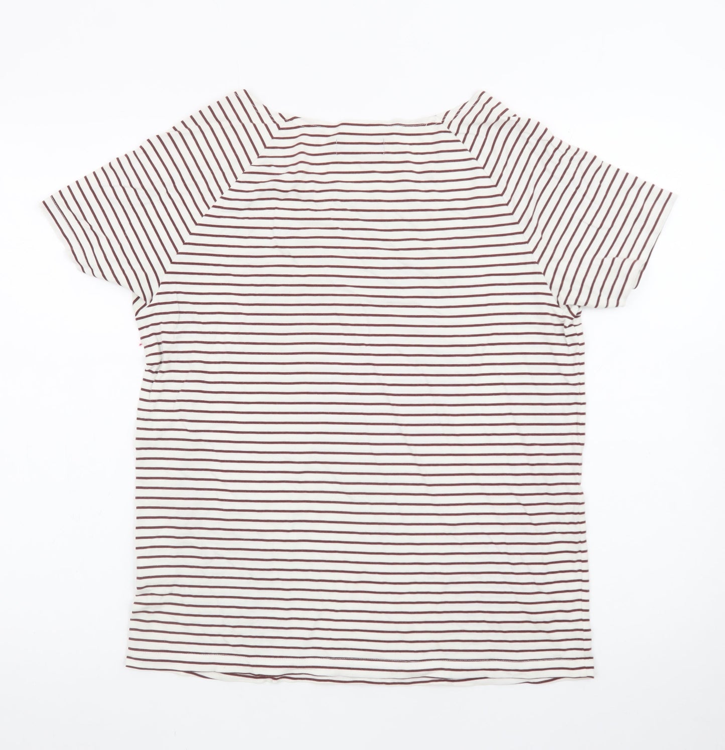 Fred Perry Women’s White Striped Cotton T-Shirt UK 10