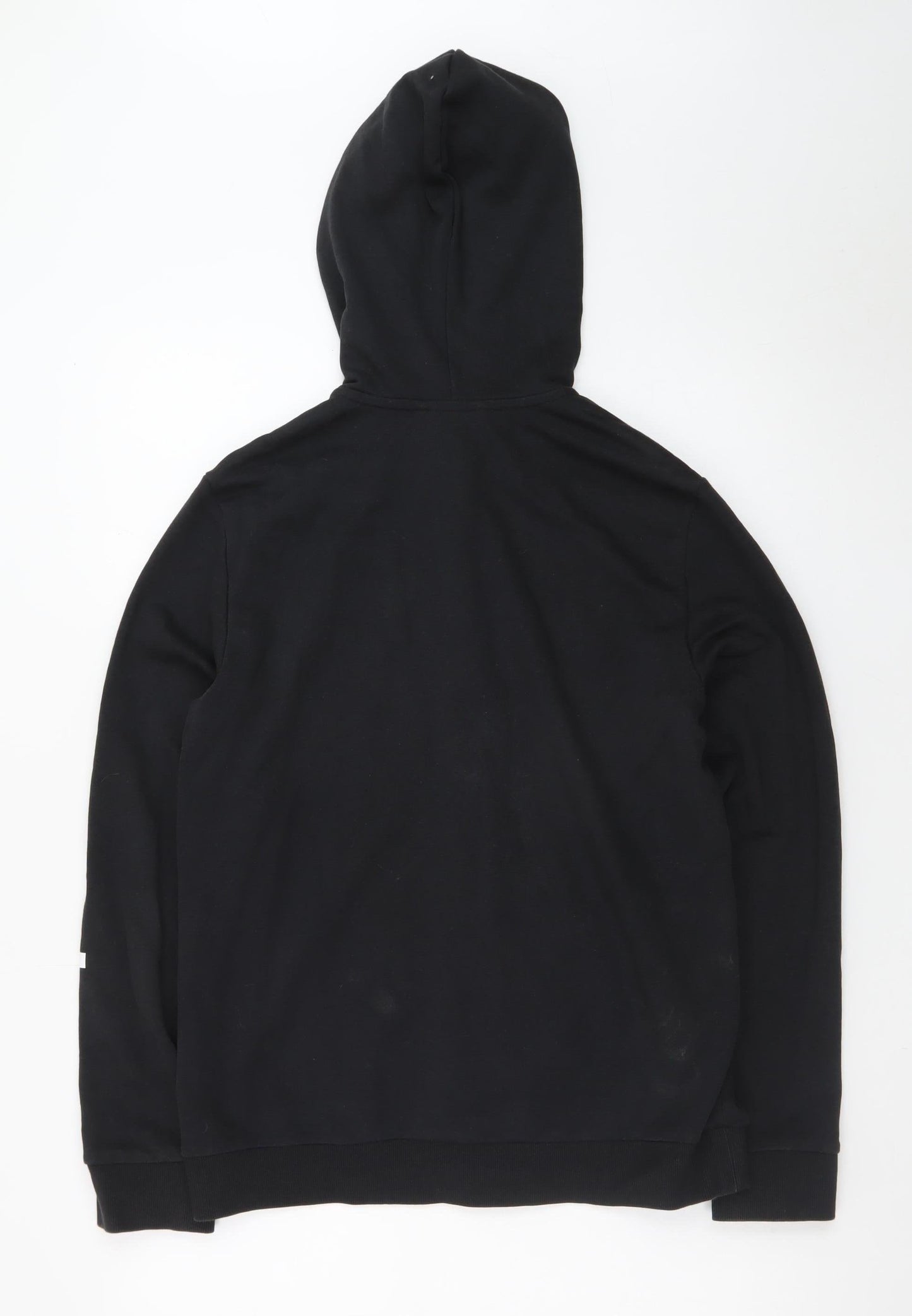 Adidas Womens Black Full Zip Hoodie Size L 16-18 Logo Sleeve Sweatshirt
