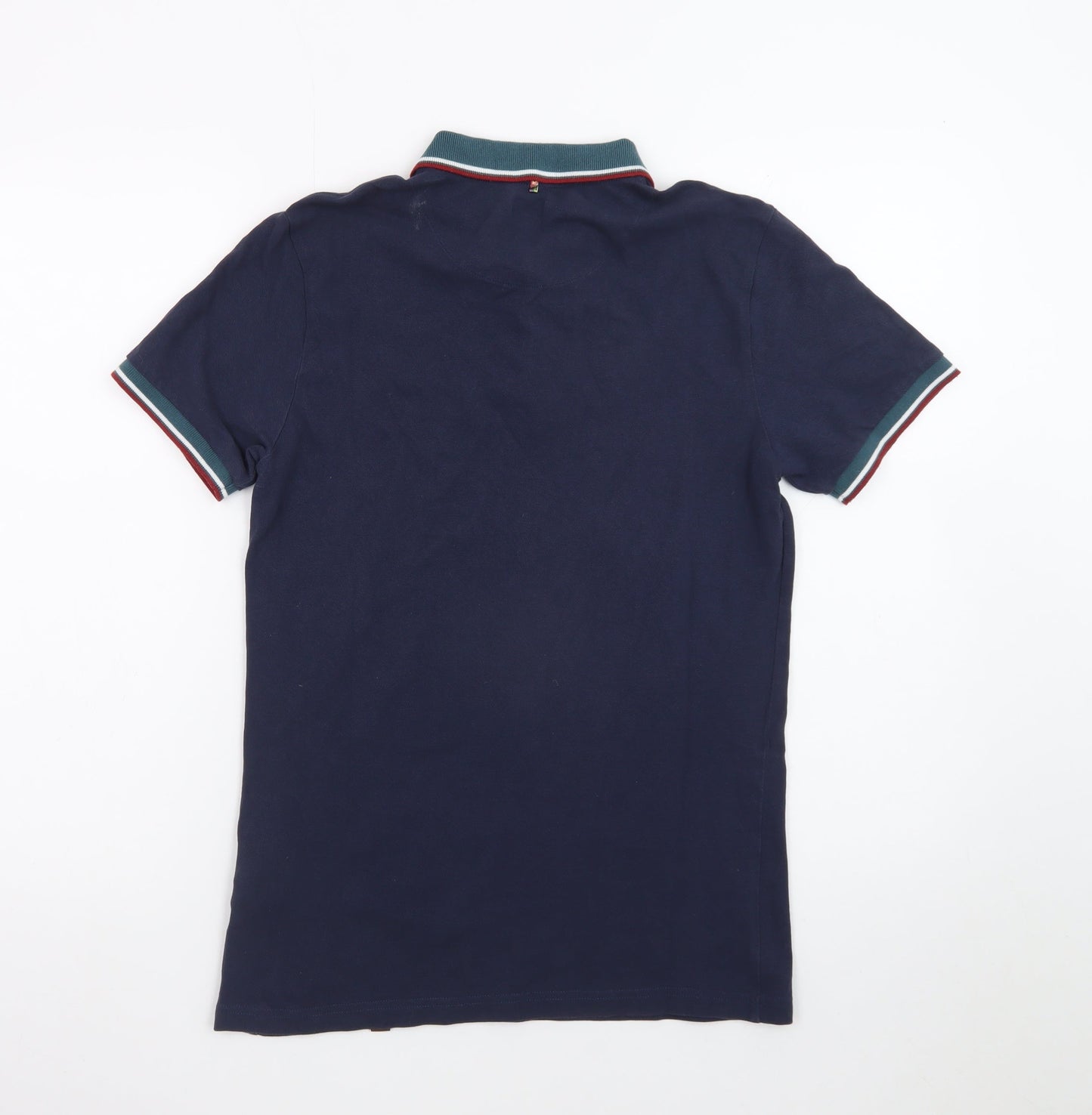 Pretty Green Men's Blue Collared Cotton Polo Shirt Size S