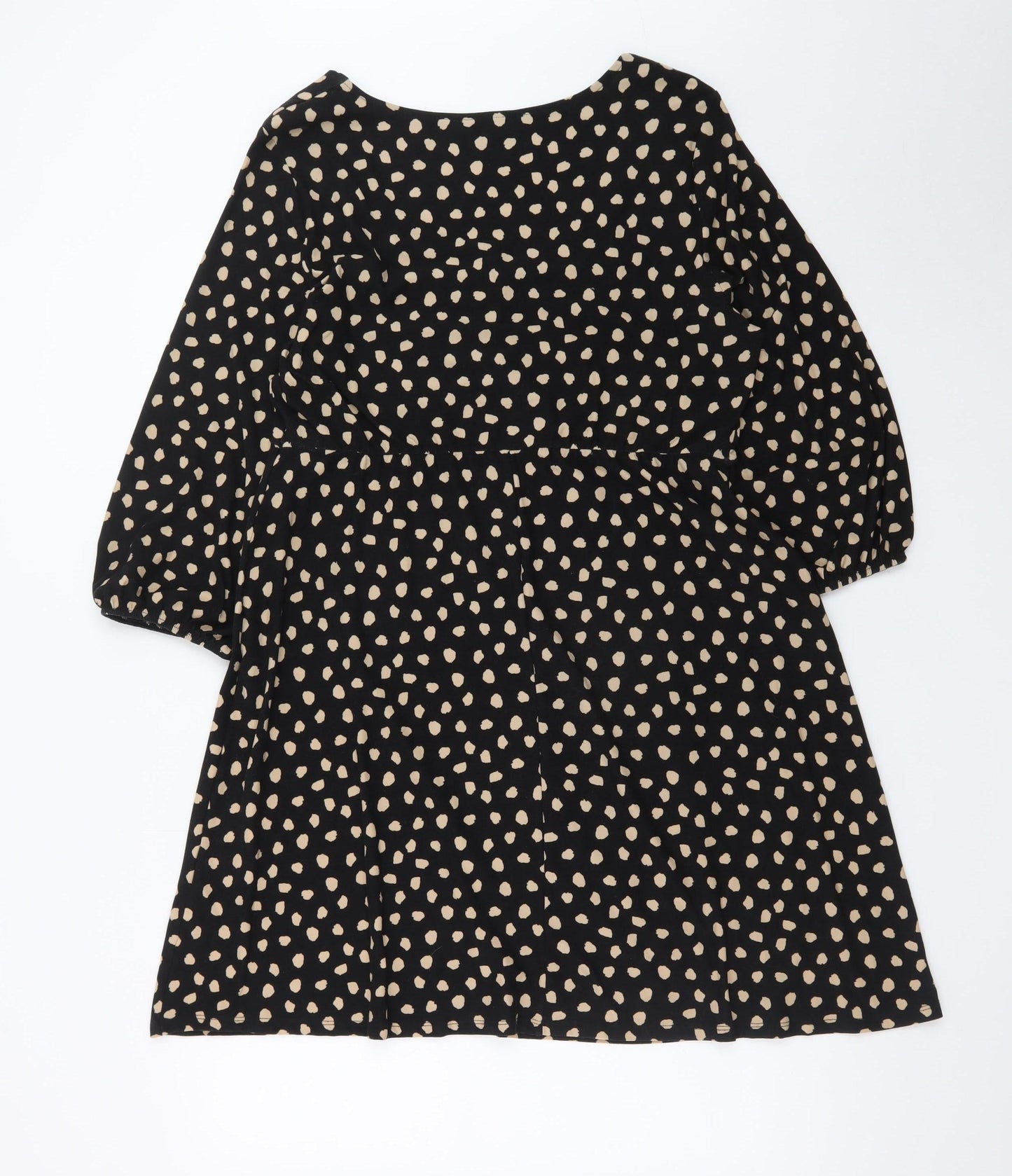 Papaya Women Black Polka Dot A-Line Dress Size 14