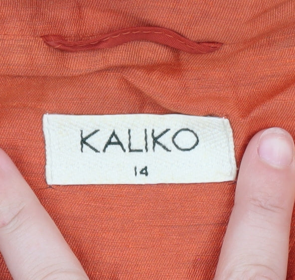 Kaliko Women's Orange Silk Shawl Collar Blazer Size 14