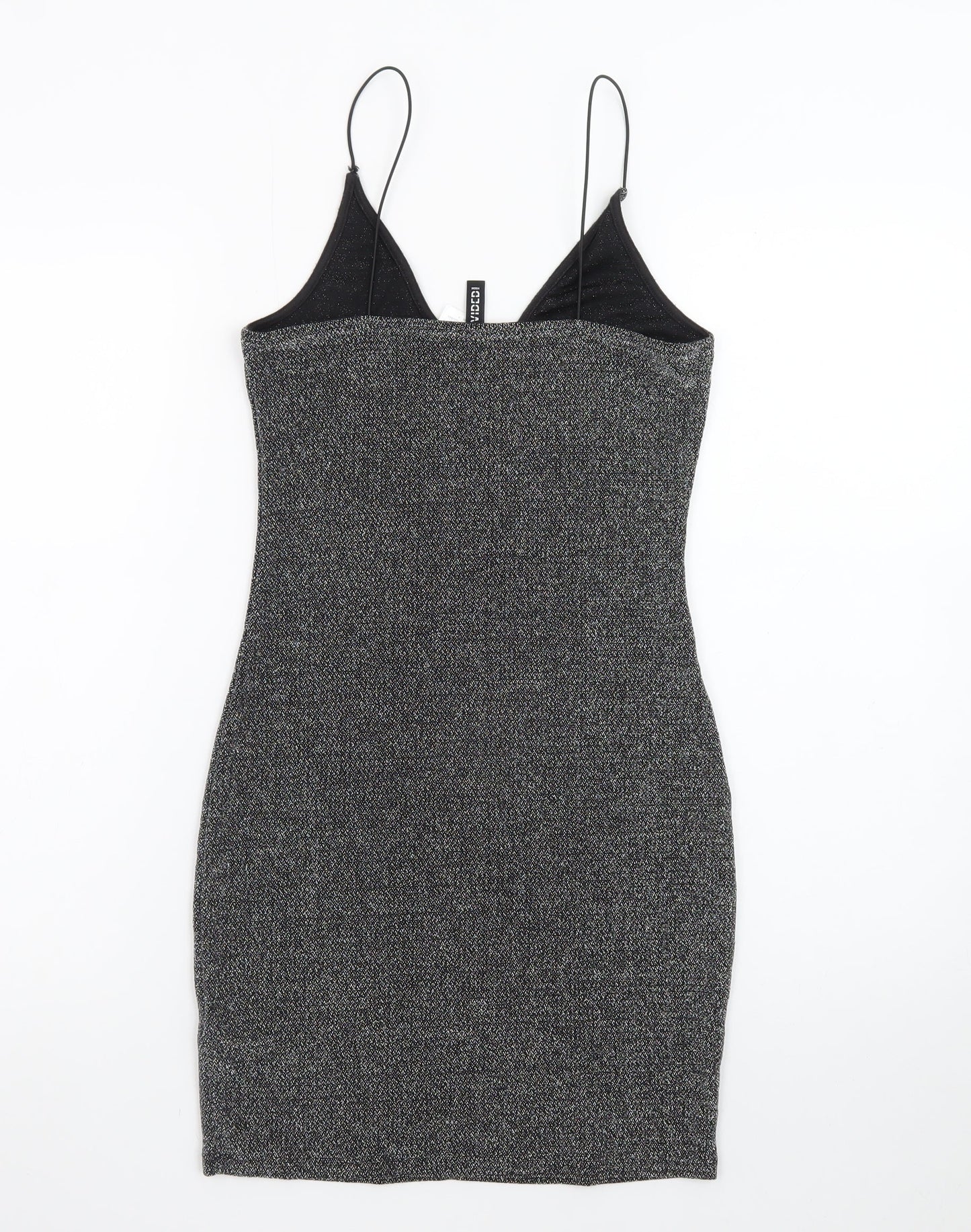 H&M Divided Women Silver Glitter Bodycon Dress Size 8