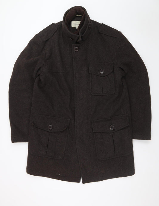 Rocha John Rocha Men Brown Wool Military Style Coat Size M