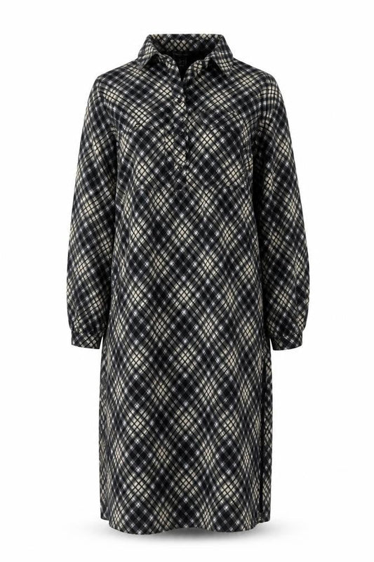New Look Womens Black Check Collared Midi Shirt Dress Size 8