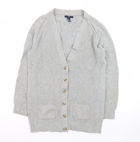 Gap Mens Grey Cotton Wool Cardigan M Long Sleeve V-Neck Knit