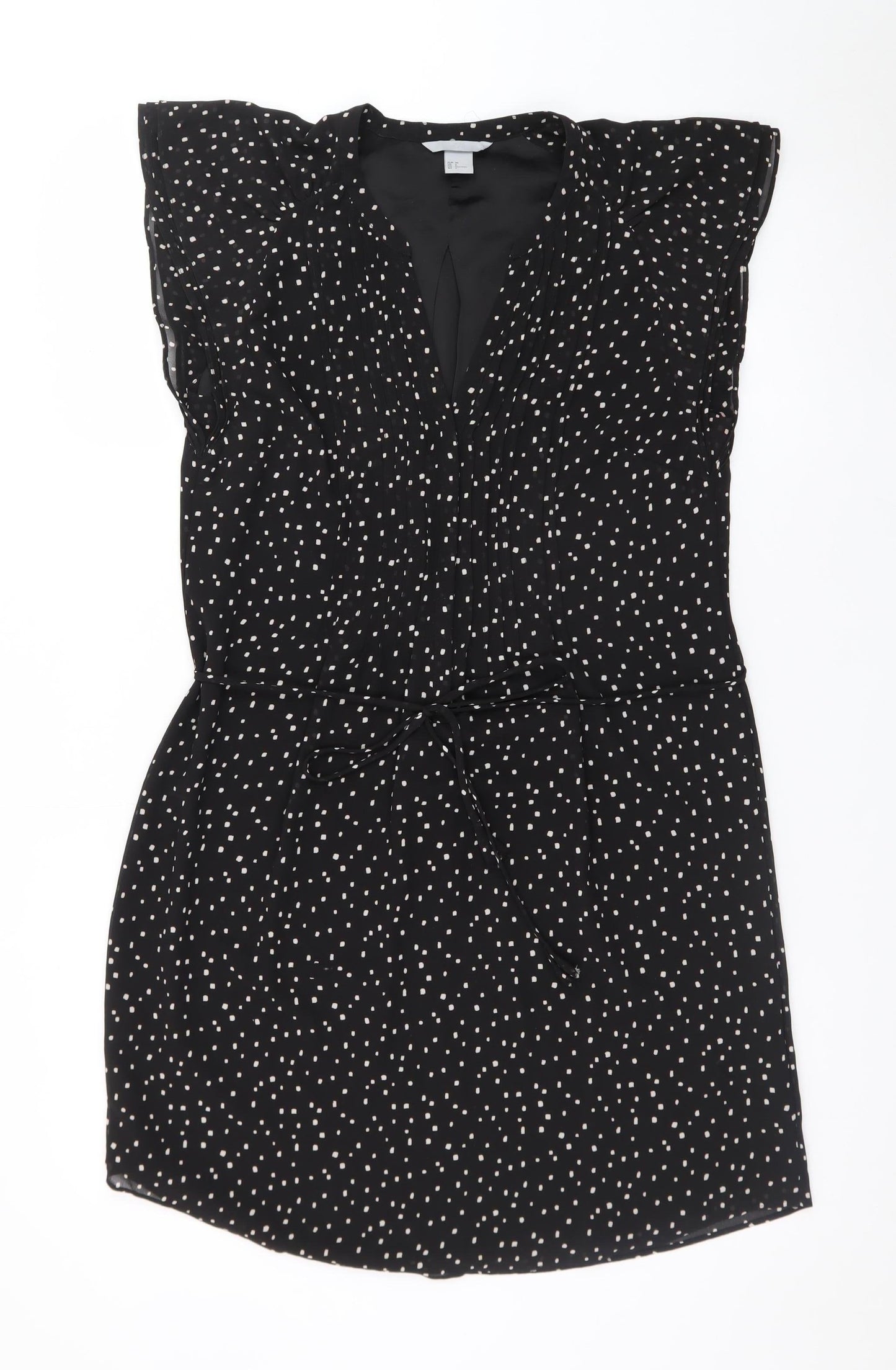 H&M Women's Black Polka Dot Shift Dress Size 8 Short Length