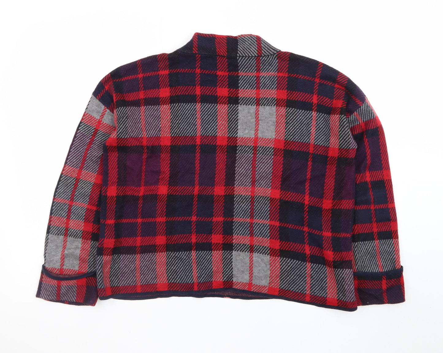 Warehouse Women’s Red Checked Wool Blend Pullover Jumper Size 8