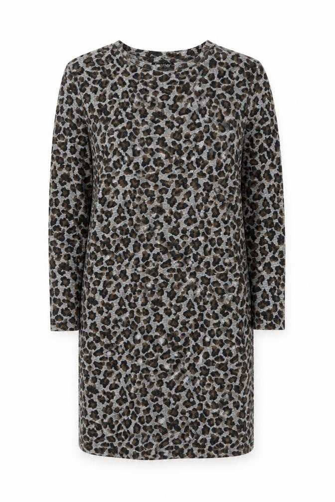 Topshop Women’s Grey Leopard Print Bodycon Dress Size 10