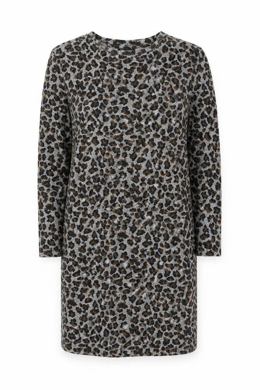 Topshop Women’s Grey Leopard Print Bodycon Dress Size 10