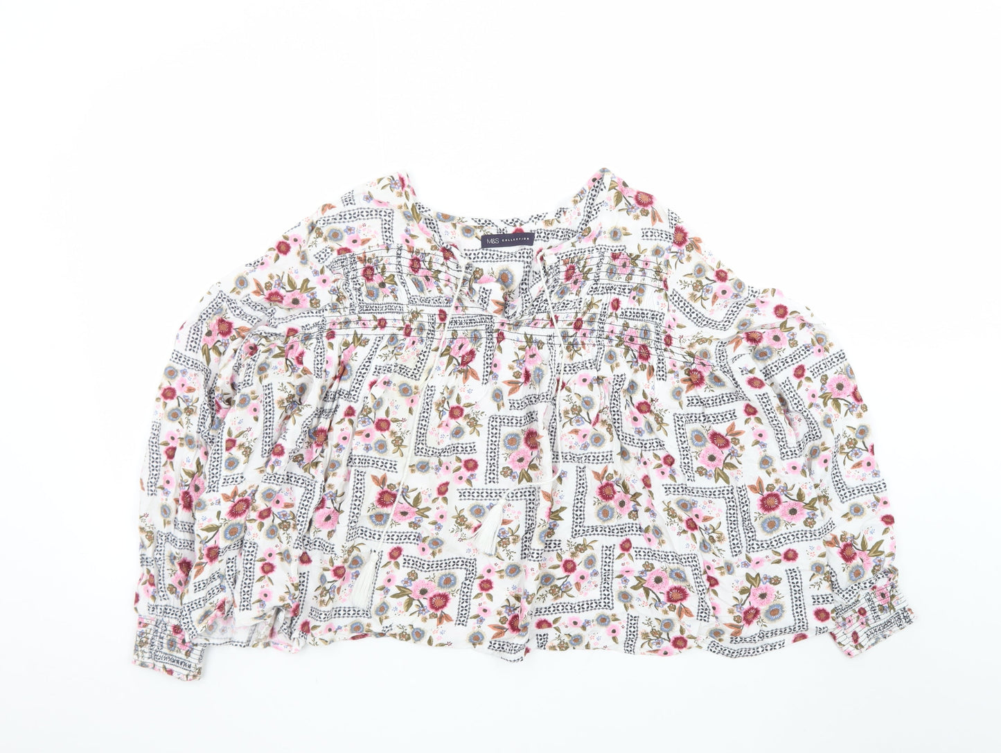 Marks and Spencer Women's Multicoloured Floral Bohemian Blouse Size 18