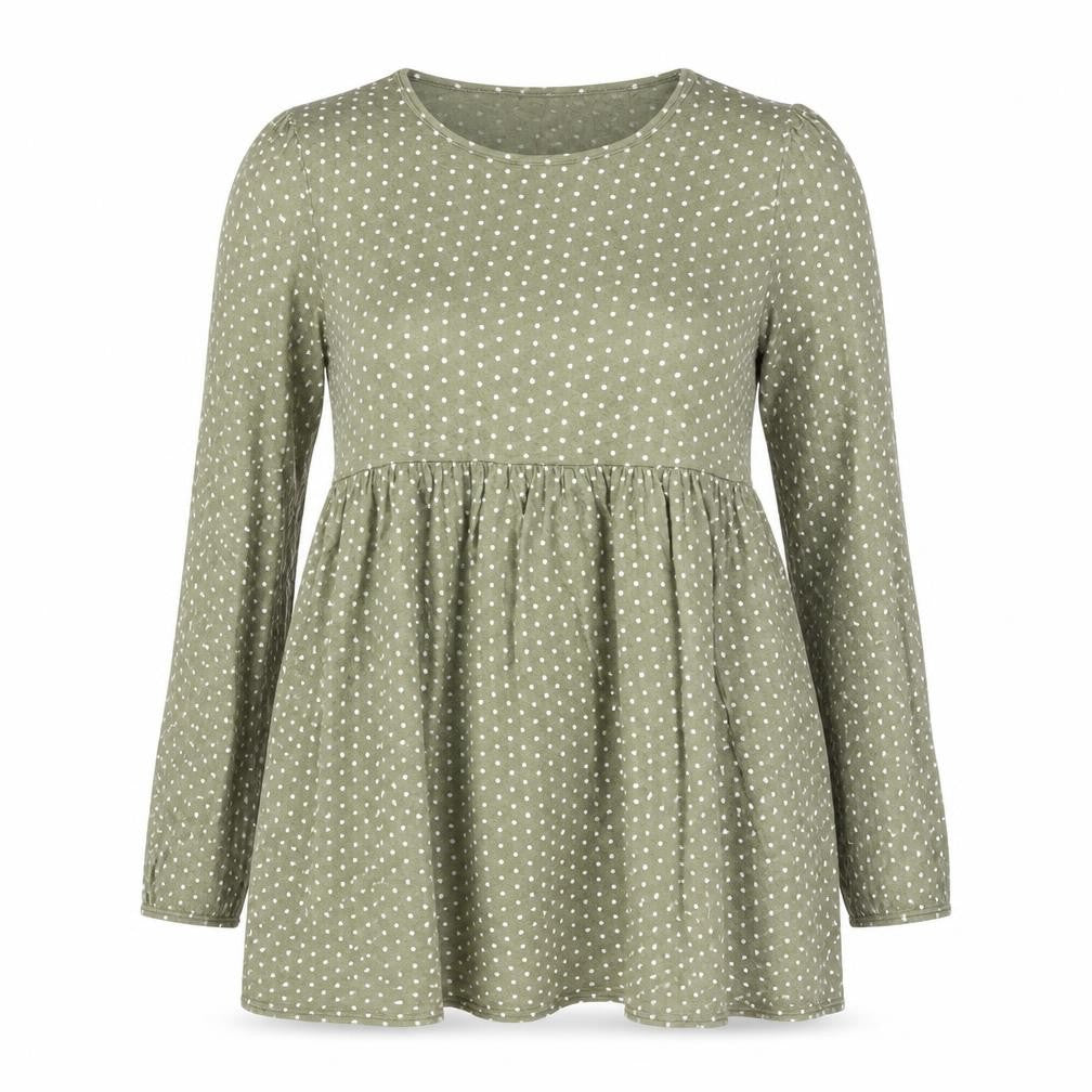 Boohoo Women's Green Polka Dot Long Sleeve Smocked Dress Size 10